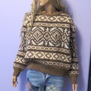 Vintage TUNDRA 100% Scandinavian PURE NORDIC WOOL BROWN IVORY SWEATER